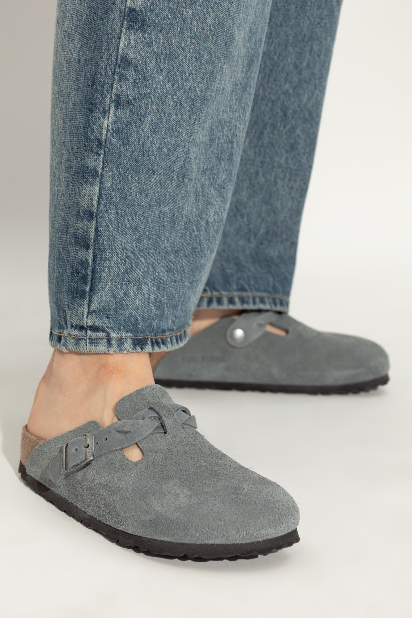 BIRKENSTOCK｜SLIPPERS (Boston Braided Basalt Gray (10290 Boston Braided Suede Leather Basalt Gray | BIRKENSTOCK